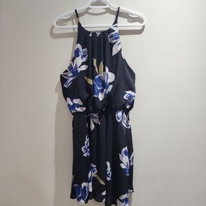 Eclipse Black and Blue Floral Mini Dress